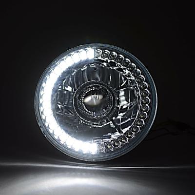 7 Inch Halogen White SC LED Halo Angel Eye Projector Headlight Light Lamp Bulb Pair Octane Lighting