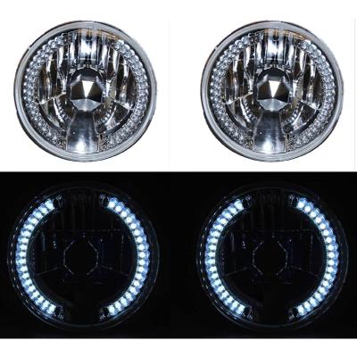 7 Inch Halogen White LED Halo Angel Eyes Headlight Headlamp H4 Light Bulbs Pair Octane Lighting