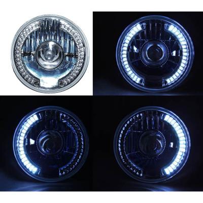 7 Inch Halogen White LED Halo Angel Eyes Projector Headlight Headlamp H4 Bulbs Pair Octane Lighting