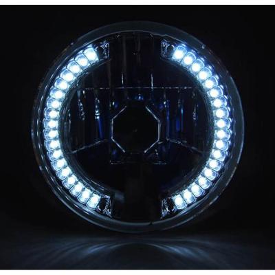 7 Inch Halogen White LED Halo Angel Eyes Headlight Headlamp H4 Light Bulbs Pair Octane Lighting