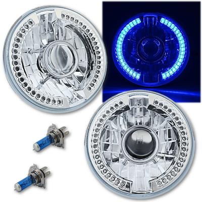 7 Inch Halogen Blue LED Halo Ring Angel Eye Projector Headlight Lamp Light Bulb Pair Octane Lighting