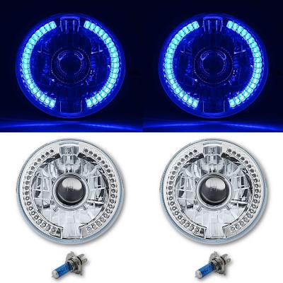 7 Inch Halogen Blue LED Halo Ring Angel Eye Projector Headlight Lamp Light Bulb Pair Octane Lighting