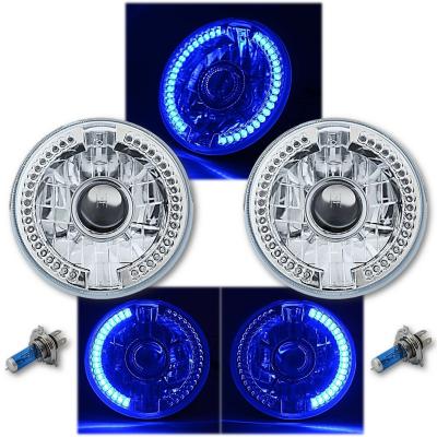 7 Inch Halogen Blue LED Halo Ring Angel Eye Projector Headlight Lamp Light Bulb Pair Octane Lighting