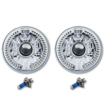 7 Inch Halogen Blue LED Halo Ring Angel Eye Projector Headlight Lamp Light Bulb Pair Octane Lighting