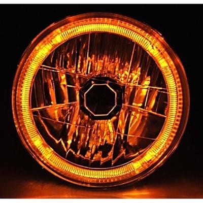 7 Inch Halogen H4 12V Headlight Headlamp Amber LED Halo Angel Eyes Light Bulbs Pair Octane Lighting