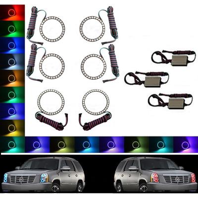 Octane Lighting Multi-Color Changing LED RGB Headlight Halo Ring Set Compatible for 07-14 Cadillac Escalade