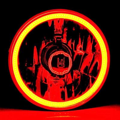 5 3/4 Inch Red LED COB SMD Halo Angel Eye Halogen Light Bulb Metal Headlights Pair Octane Lighting
