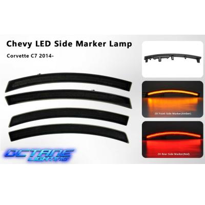 Smoked Front and Rear LED Side Marker Light Lens Set For 14-19 C7 Corvette Octane Lighting
