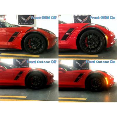 Smoked Front and Rear LED Side Bumper Marker Lamp Lens 6 Set For 14-19 C7 Corvette Octane Lighting