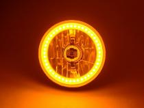 5 3/4 Inch SMD Amber LED Halo Halogen Bulb Headlight Angel Eye Crystal Clear Pair Octane Lighting