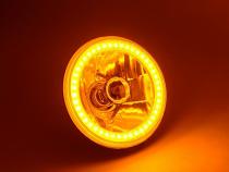 5 3/4 Inch SMD Amber LED Halo Halogen Bulb Headlight Angel Eye Crystal Clear Pair Octane Lighting
