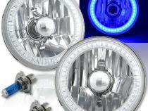 5 3/4 Inch SMD Blue LED Halo Halogen Bulb Headlight Angel Eye Crystal Clear Pair Octane Lighting
