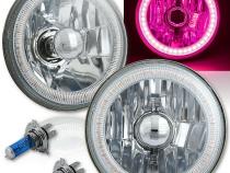 5 3/4 Inch SMD Pink LED Halo Angel Eye Halogen 60/55w Crystal Clear Headlight Pair Octane Lighting