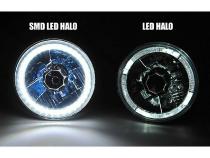 5 3/4 Inch Projector SMD White LED Halo Halogen Bulb Crystal Headlight Angel Eye Pair Octane Lighting