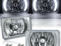 4X6 Inch White LED Split Halo Headlight Halogen Headlamp 60W Light Bulbs Pair Octane Lighting