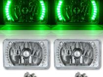 4X6 Inch Green LED Halo Angel Eye Headlight Halogen Headlamp 55/60W Light Bulbs Pair Octane Lighting