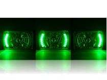 4X6 Inch Green LED Halo Angel Eye Headlight Halogen Headlamp 55/60W Light Bulbs Pair Octane Lighting