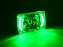 4X6 Inch Green LED Halo Angel Eye Headlight Halogen Headlamp 55/60W Light Bulbs Pair Octane Lighting