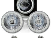 7 Inch SMD White Stock LED Halo Angel Eye H4 Headlamp Headlight Halogen Light Pair Octane Lighting