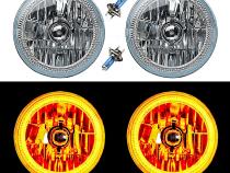 7 Inch COB Amber LED Halo Angel Eye H4 Headlamp Headlight Halogen Light Bulb Pair Octane Lighting