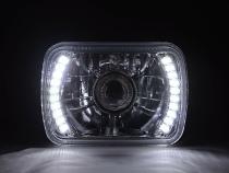 7X6 White LED Halo Projector Halogen Crystal Headlights Angel Eye Light H4 Bulbs Octane Lighting