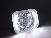 7X6 White LED Halo Projector Halogen Crystal Headlights Angel Eye Light H4 Bulbs Octane Lighting