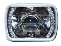 7X6 Green LED Halo Projector Halogen Crystal Headlights Angel Eye Light H4 Bulbs Octane Lighting