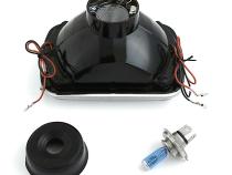 7X6 Amber LED Halo Halogen Crystal Clear Headlights Angel Eye Light H4 Bulbs Pr Octane Lighting