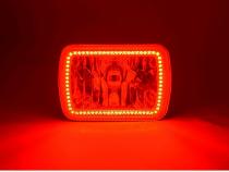 7X6 Inch Red SMD LED Halo Angel Eye Clear Headlight 55/60W Halogen Light Bulb Pair Octane Lighting