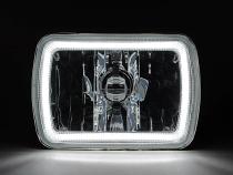 7x6 Inch Switchback White LED Halo DRL Amber Turn Signal Angel Eye H4 Headlight Pair Octane Lighting