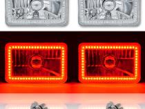 4X6 Red SMD LED Halo Angel Eye Headlight Headlamp 60W Halogen Light Bulbs Pair Octane Lighting