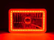 4X6 Red SMD LED Halo Angel Eye Headlight Headlamp 60W Halogen Light Bulbs Pair Octane Lighting