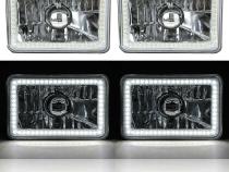 4X6 White SMD LED Halo Angel Eye Headlight Headlamp 60W Halogen Light Bulbs Pair Octane Lighting