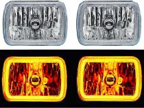 7X6 Inch Amber COB LED Glass/Metal Headlight Halogen Light Bulb Headlamp Pair Octane Lighting