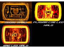 7X6 Inch Amber COB LED Glass/Metal Headlight Halogen Light Bulb Headlamp Pair Octane Lighting