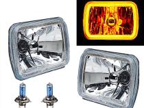 7X6 Inch Amber COB LED Glass/Metal Headlight Halogen Light Bulb Headlamp Pair Octane Lighting