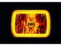 7X6 Inch Amber COB LED Glass/Metal Headlight Halogen Light Bulb Headlamp Pair Octane Lighting