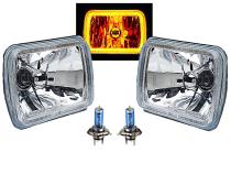 7X6 Inch Amber COB LED Glass/Metal Headlight Halogen Light Bulb Headlamp Pair Octane Lighting