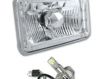 4X6 White Halo Angel Eye H4 Crystal Clear Headlight Headlamp w/ 6k LED Bulb Pair Octane Lighting