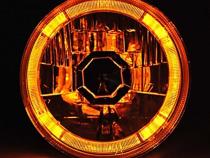 5 3/4 Amber LED Halo Halogen Light Bulb Headlight Angel Eye Crystal Clear Pair Octane Lighting