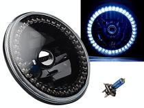 7 Inch Black Headlight White LED SC Halo Angel Eye Headlamp 6K LED Light Bulb Pair Octane Lighting