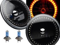 7 Inch Black Halogen Headlight Amber LED SC Halo Angel Eye Headlamp Light Bulb Pair Octane Lighting