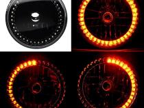 7 Inch Black Halogen Headlight Amber LED SC Halo Angel Eye Headlamp Light Bulb Pair Octane Lighting