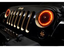 7 Inch Black Halogen Headlight Amber LED SC Halo Angel Eye Headlamp Light Bulb Pair Octane Lighting