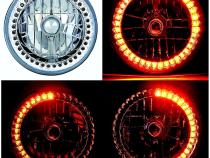 7 Inch Halogen Amber SC LED Halo Ring Angel Eye Headlight Headlamp Light Bulb Pair Octane Lighting
