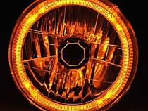7 Inch Halogen H4 12V Headlight Headlamp Amber LED Halo Angel Eyes Light Bulbs Pair Octane Lighting
