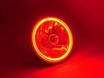 5 3/4 Red COB LED Halo Angel Eye Crystal Clear Headlamp 6k LED Light Bulb Pair Octane Lighting