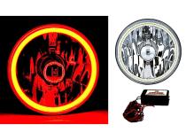 5 3/4 Inch Red LED COB SMD Halo Angel Eye Halogen Light Bulb Metal Headlights Pair Octane Lighting