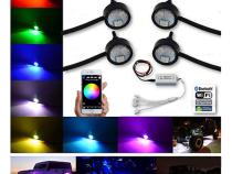 Multi-Color Changing LED RGB SMD Rock Light Bluetooth Set of 4 For Jeep Truck Octane Lighting